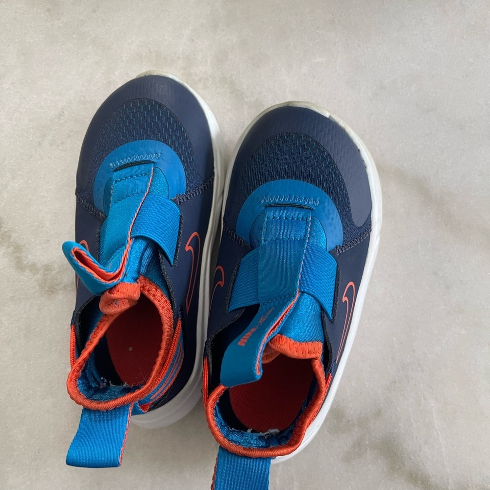(Size 8C) Nike Kids Blue and Orange Sneakers